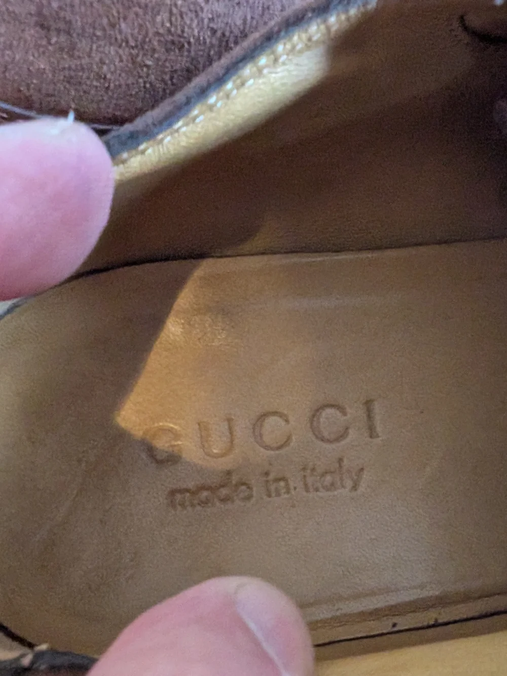 Gucci 719741 Double Panelled Lace-up Shoes Brown Leather Suede Size 8 Mens